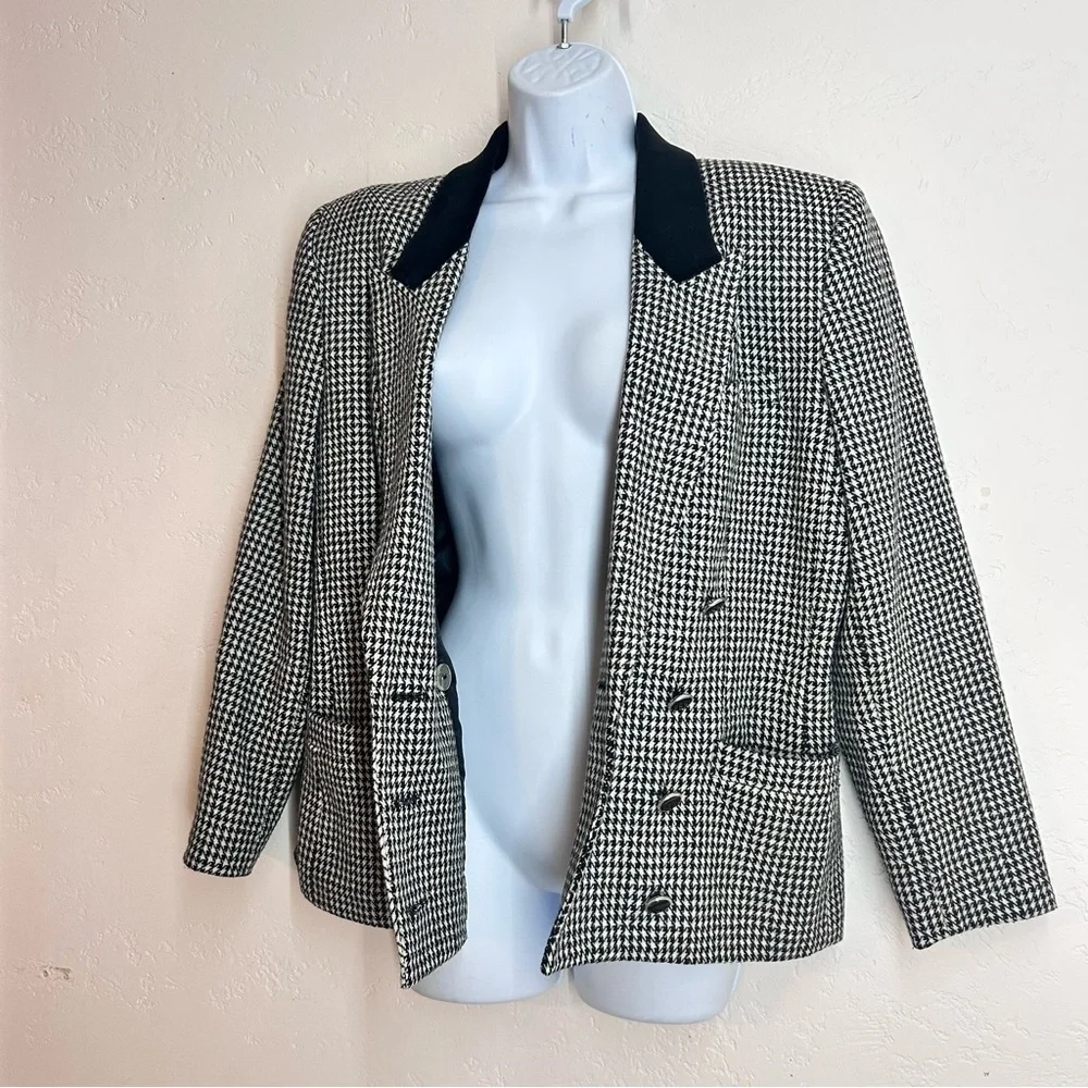 Lord & Taylor Vintage Houndstooth Blazer Sizr 12 P